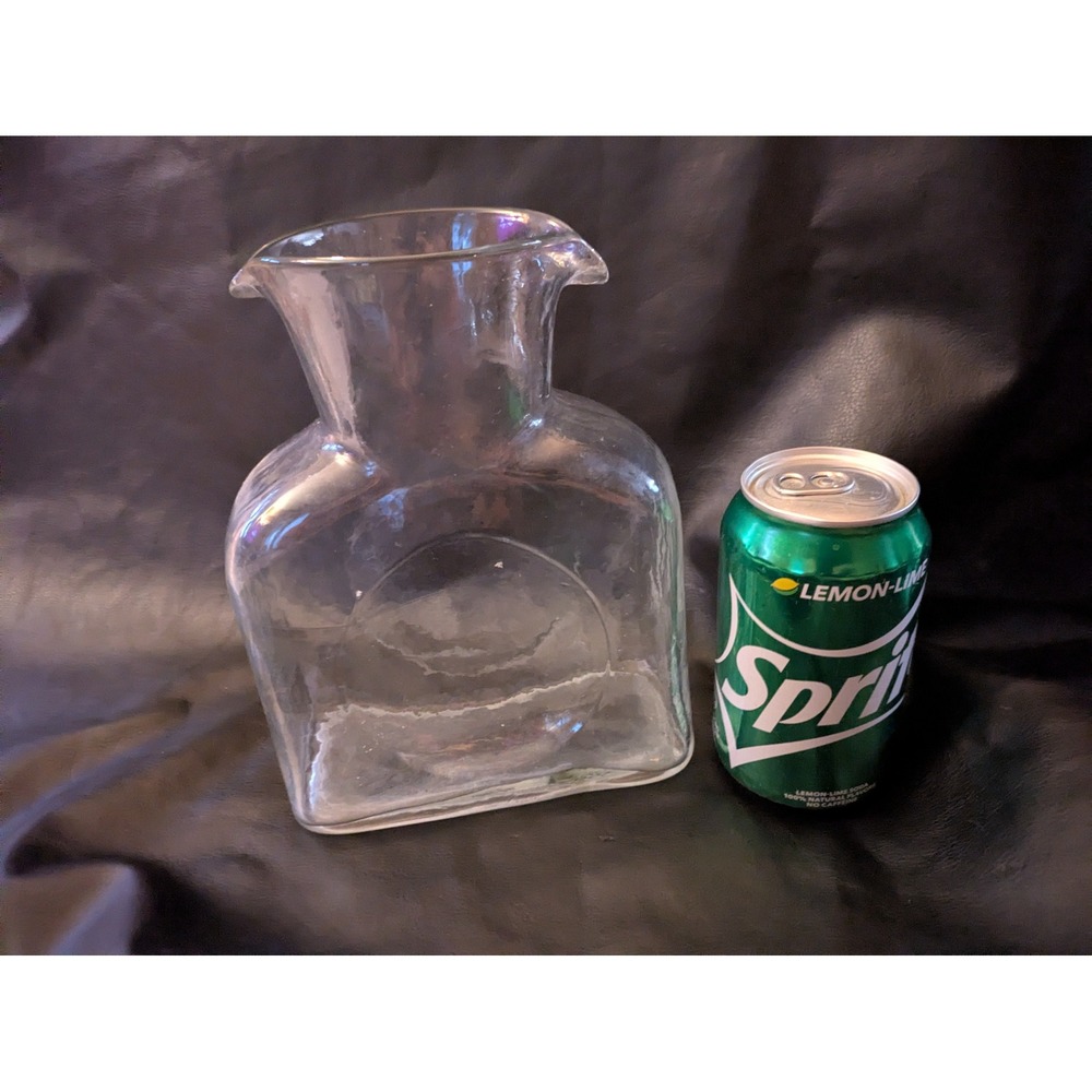 Vintage Blenko Double Spout Glass Carafe Water‎ Bottle Pitcher Decanter 8 Inch